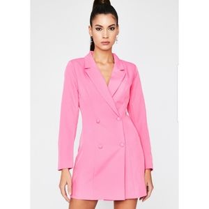 Dolls Kill Pink Double Breasted Blazer Dress